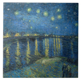Starrinatten över floden Rhone (av van Gogh) Kakelplatta
