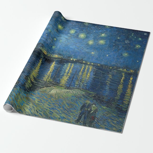 Starrinatten över floden Rhone (av van Gogh) Presentpapper (Utrullad)