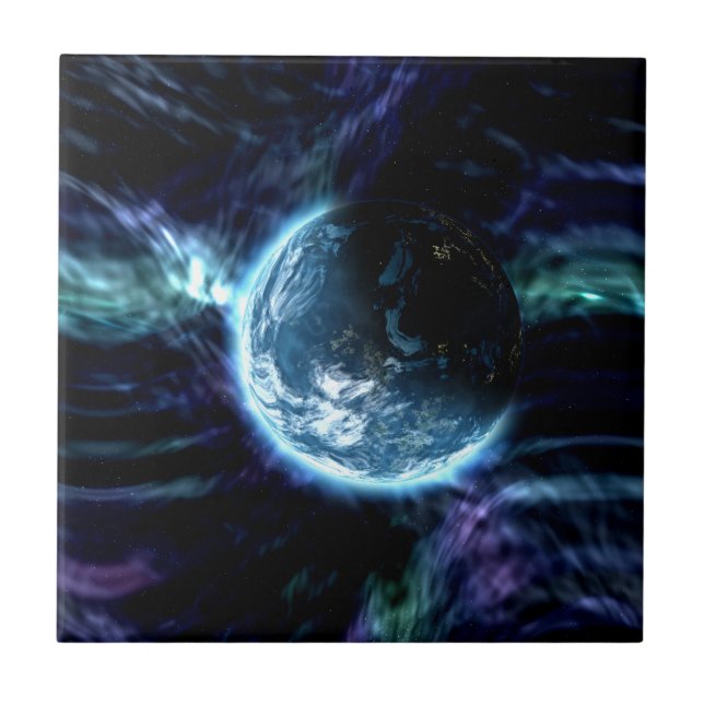 Starry auroraNebula för spektakulärt utrymme Kakelplatta (Framsidan)