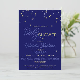 Starry Blue Baby Shower Inbjudningar
