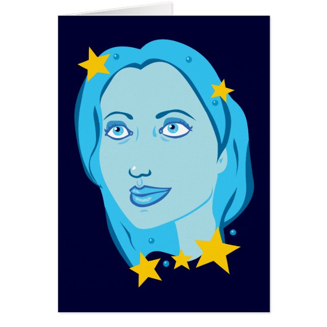 Starry Blue Girl Hälsningskort (Framsidan)