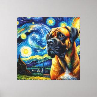 Starry Boerboel Hund Porträtt - Pet Porträtt Canvastryck