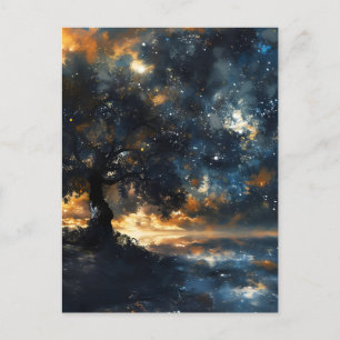 Starry Celestial Träd Dreamscape Helg Vykort
