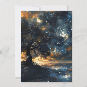 Starry Celestial Träd Dreamscape Julkort