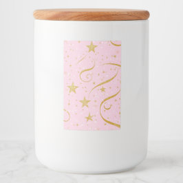 Starry Charm - Rosa & Guld Star Storage Burk Mat Etikett