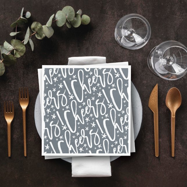 Starry Chef Push Script Mönster Modern New Year Pappersservett (Starry Cheers Brush Script Pattern Modern New Year Paper Napkins @ fat_fa_tin)