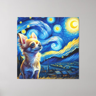 Starry Chihuahua Hund Porträtt - Pet Porträtt Canvastryck