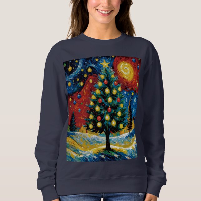 Starry Christmas Night T Shirt (Framsida)