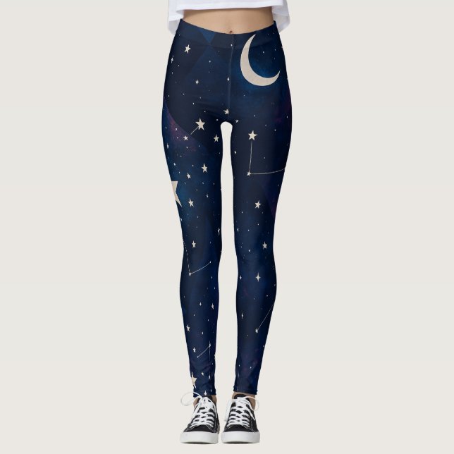 Starry Constellation Himmel - Celestial Night Möns Leggings (Framsida)
