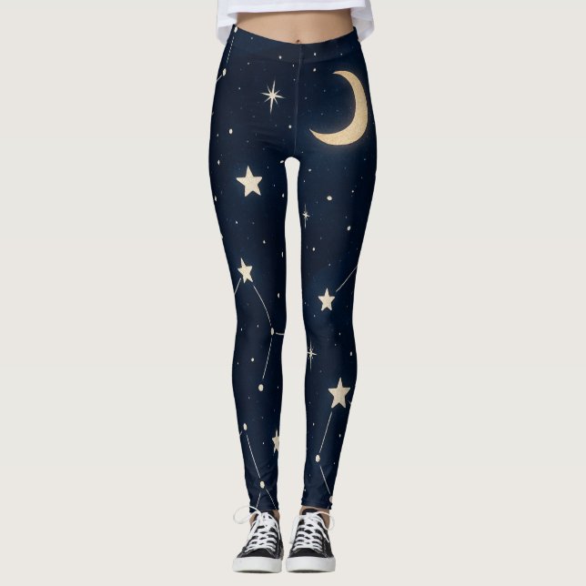 Starry Constellation Himmel - Celestial Night Möns Leggings (Framsida)
