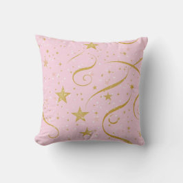 Starry Dreams - Rosa & Guld Star Pillow Kudde