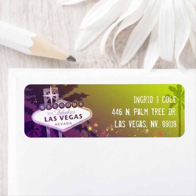 Starry Evening Las Vegas Bröllop Adress Returadress Etikett (Insitu)