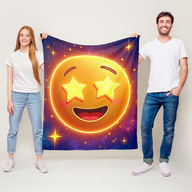 Starry-Eyed Emoji Joy Fleecefilt (På plats)