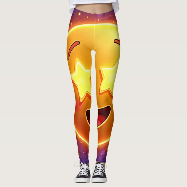 Starry-Eyed Emoji Joy Leggings (Framsida)