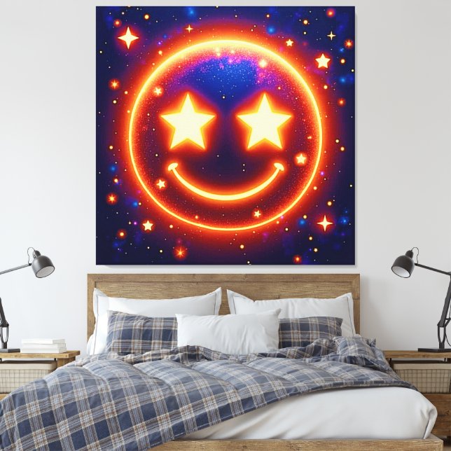 Starry-Eyed Glow Emoji Canvastryck (Insitu (sovrum))