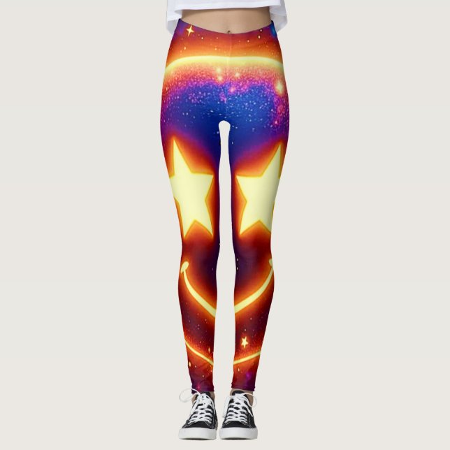 Starry-Eyed Glow Emoji Leggings (Framsida)