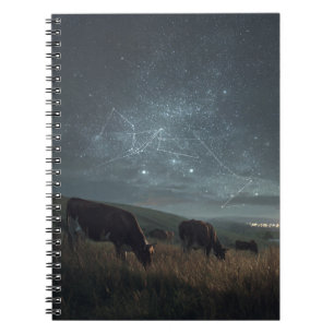 Starry Fält Cosmic Cow-anteckningsbok Anteckningsbok
