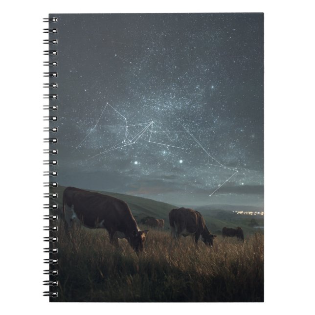 Starry Fält Cosmic Cow-anteckningsbok Anteckningsbok (Framsidan)