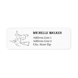 Starry Flies Witch | Svart Returadress för elegant Returadress Etikett