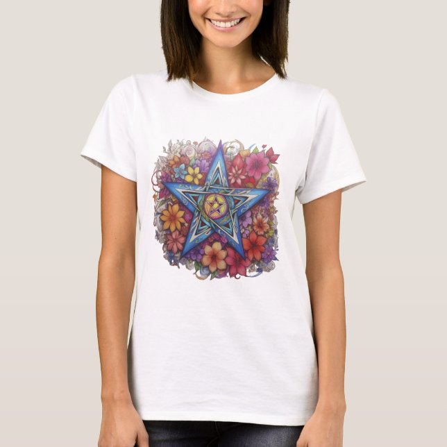 Starry Floral Radiance T Shirt (Framsida)