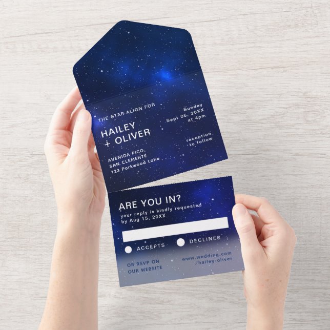 Starry Galaxy Blue Night Himlar Bröllop (Tearaway)