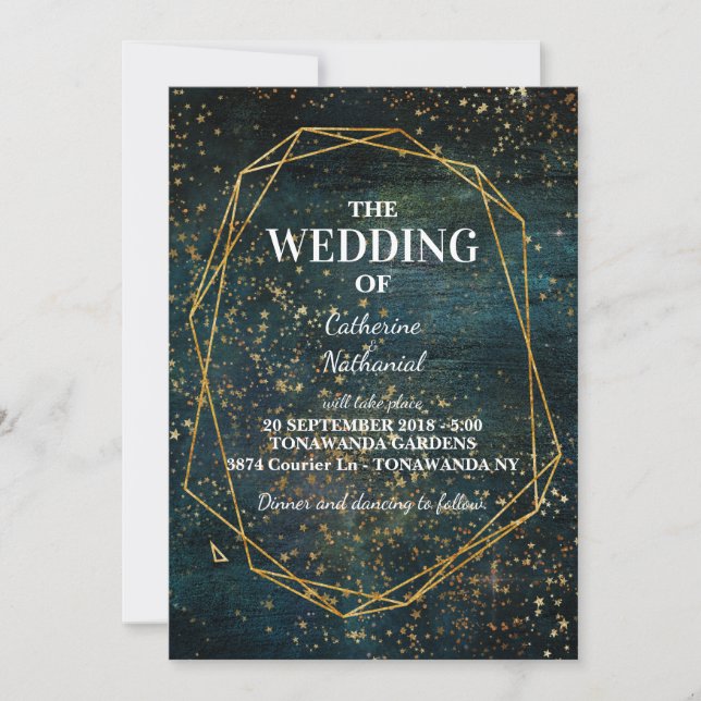 Starry Galaxy Space Stars Dream Wedding-inbjudan Inbjudningar (Framsida)
