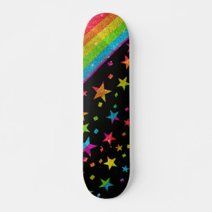 Starry Gay pride Flagga Sparkly Rainbow Glitter Mini Skateboard Bräda 18,5 Cm
