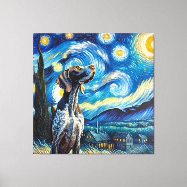 Starry German Shorthar Pointer Hund Porträtt Canvastryck (Framsida)