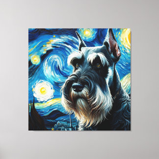 Starry Giant Schnauzer Hund Porträtt - Pet Porträt Canvastryck