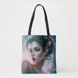 Starry Glam Tote Bag: Elegant Woman Tygkasse