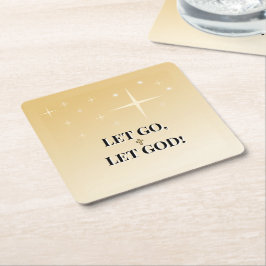 Starry Golden Cross Let Go Let God Underlägg Papper Kvadrat