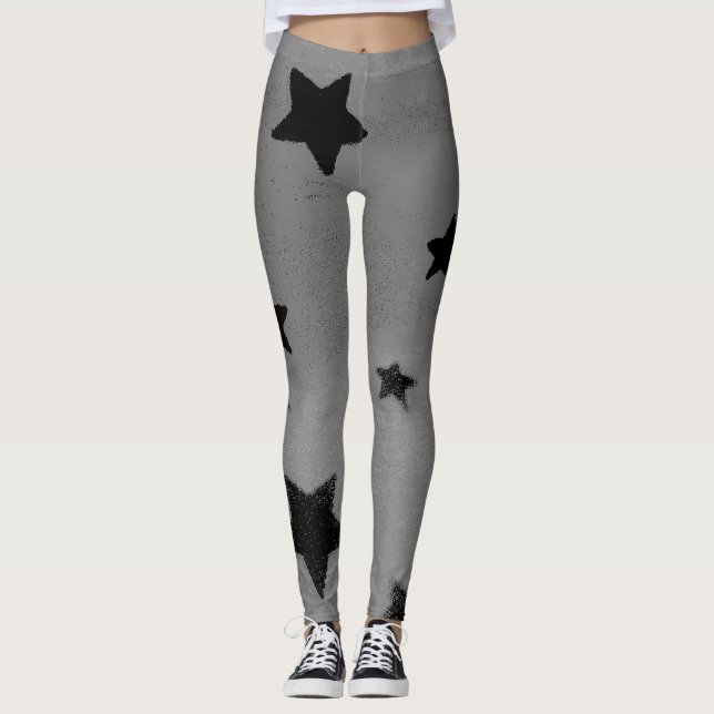 Starry grå färgdamasker leggings (Framsida)