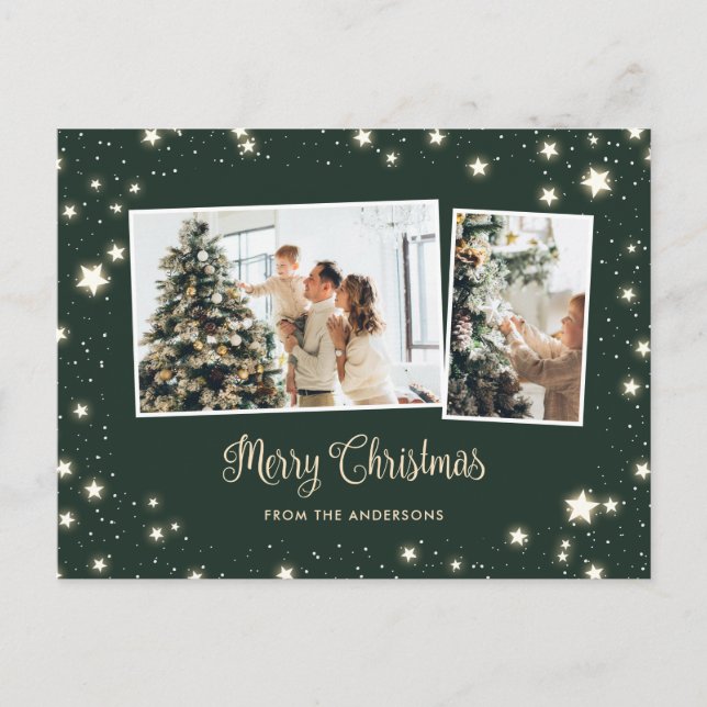 Starry Grönt Snö 3 Photo God jul Helg Vykort (Framsida)