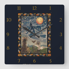 Starry Halloween Nattvägg Clock Fyrkantig Klocka
