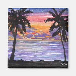 Starry Handflatan Beach Magnet