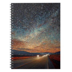 Starry Highway Colorful Night Himmel Notebook Anteckningsbok