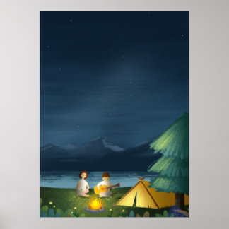 Starry Himlar Camping par Tält Poster