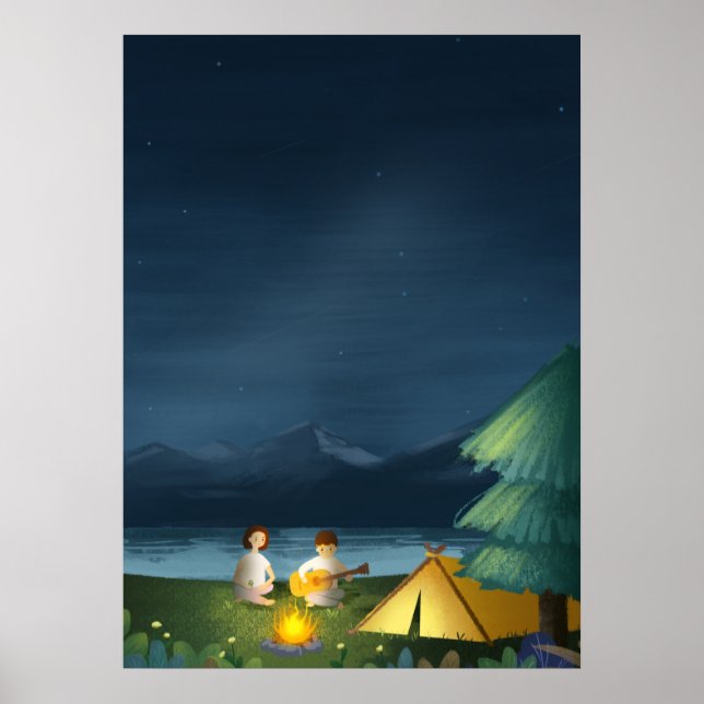 Starry Himlar Camping par Tält Poster (Framsidan)