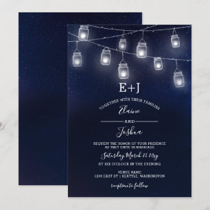 Starry himlar mason burk bröllopsinbjudningar inbjudningar