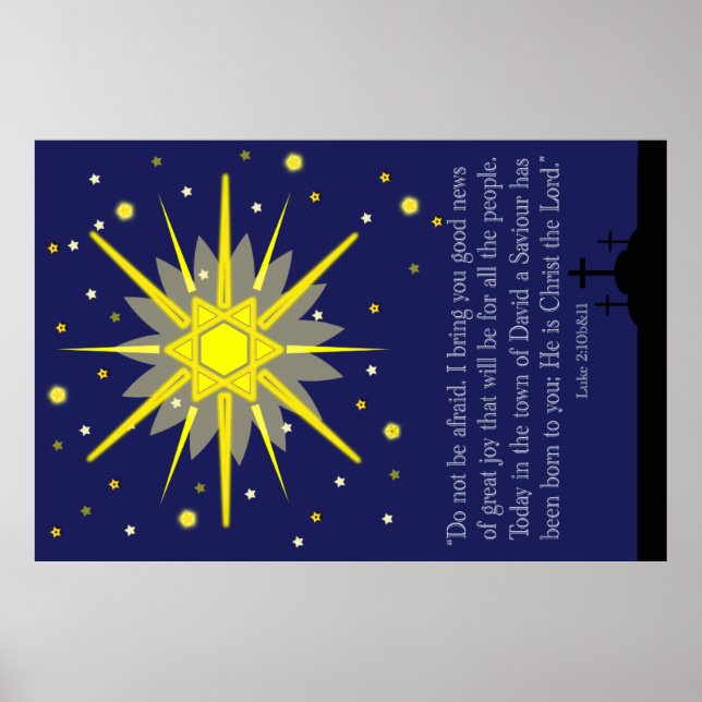 Starry himlar med luke 2:10-11 poster (Framsidan)