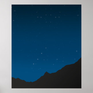 Starry Himlar över bergen vid nattPoster Poster