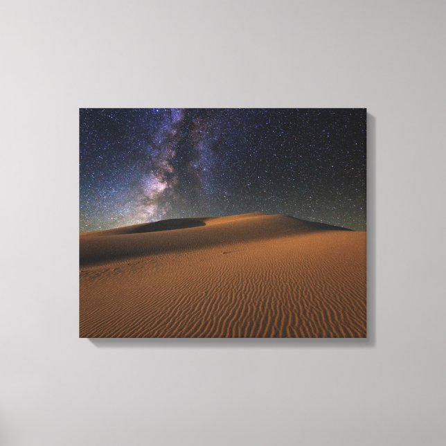 Starry Himlar över Sand Dunes Gobi Desert Canvastryck (Framsida)