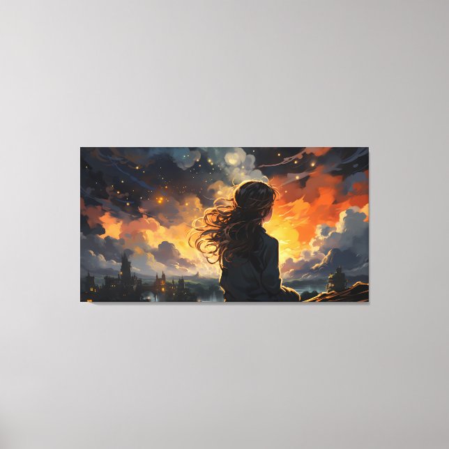Starry Himlar vid brand Canvastryck (Framsida)