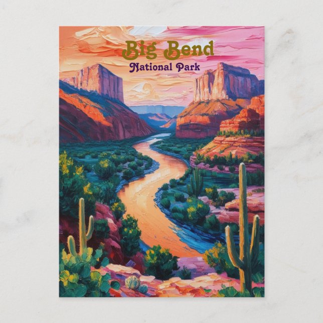 Starry Himmel over Big Bend Postcard - Retro Texas Vykort (Framsida)