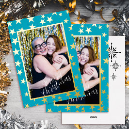 Starry jul Photo Azure Foil Helgdag Card