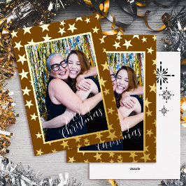 Starry jul Photo Brown Foil Helgdag Card