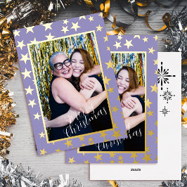 Starry jul Photo Lilac Foil Helgdag Card
