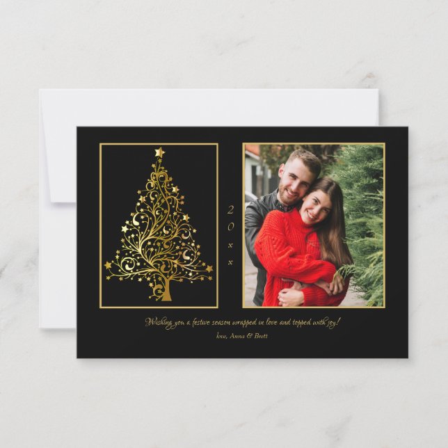 Starry Julgran-fotoplatta hälsningskort Kort (Framsida)