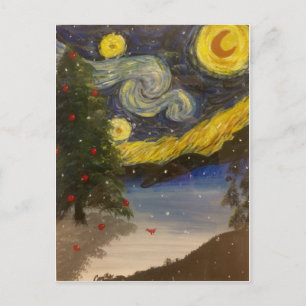 Starry julnattvykort helg vykort
