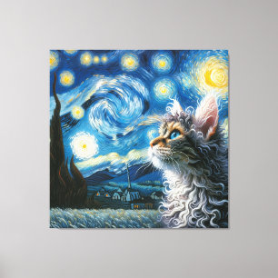 Starry Laperm Cat Porträtt - Pet Porträtt Canvastryck